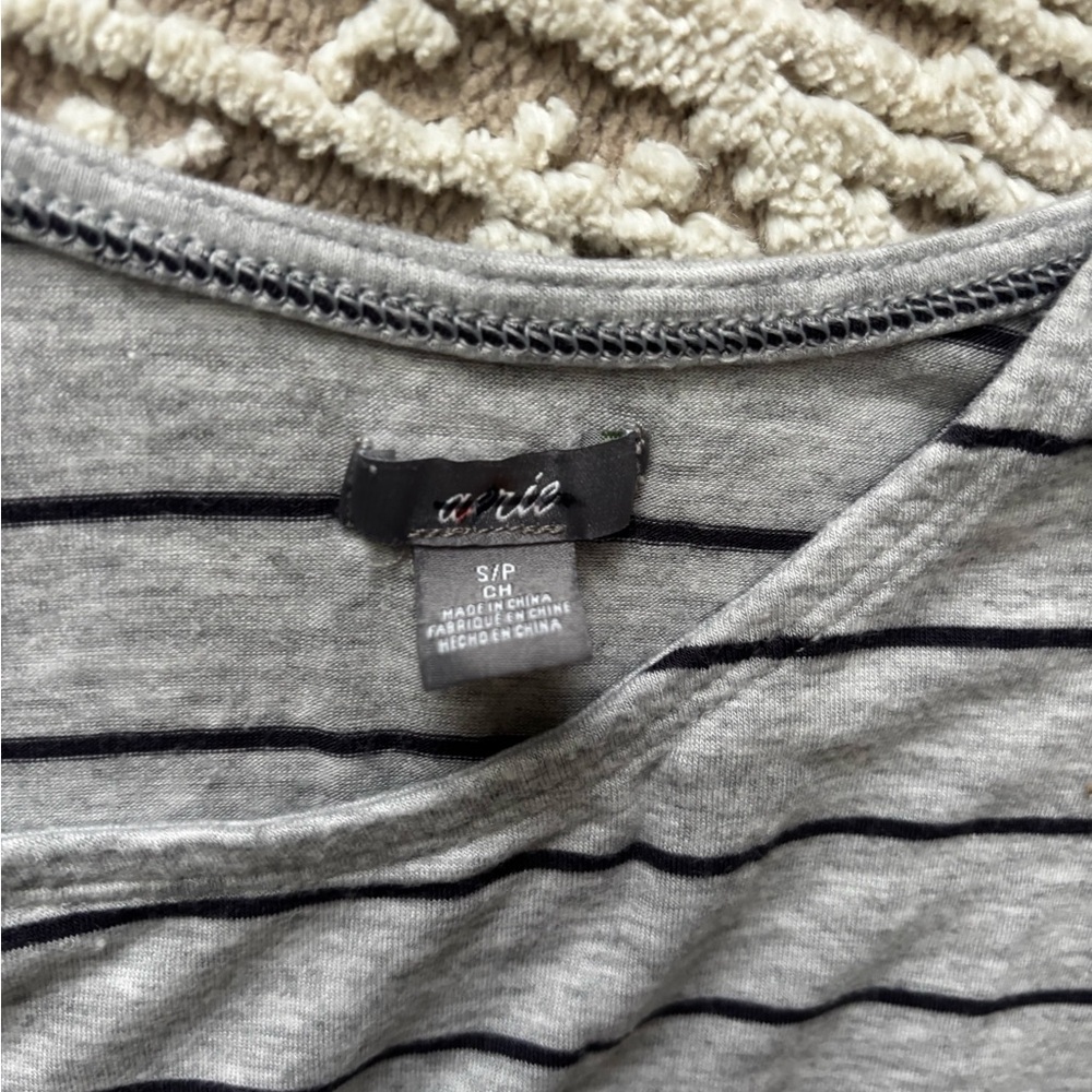 Aerie Gray Striped Jumpsuit